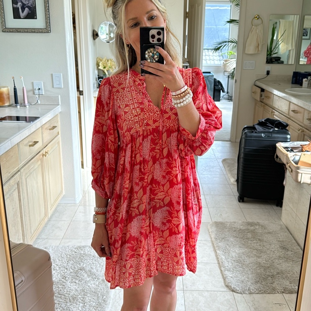 Elan Orange printed silky dress